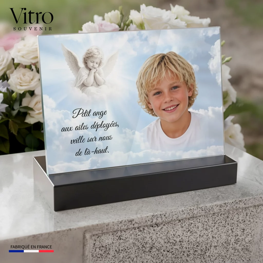 Quelle phrase graver sur la plaque funéraire d'un enfant