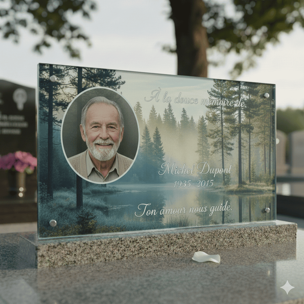 Plaque funéraire avec photo